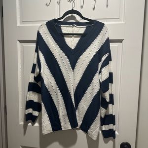 Blue and white sweater